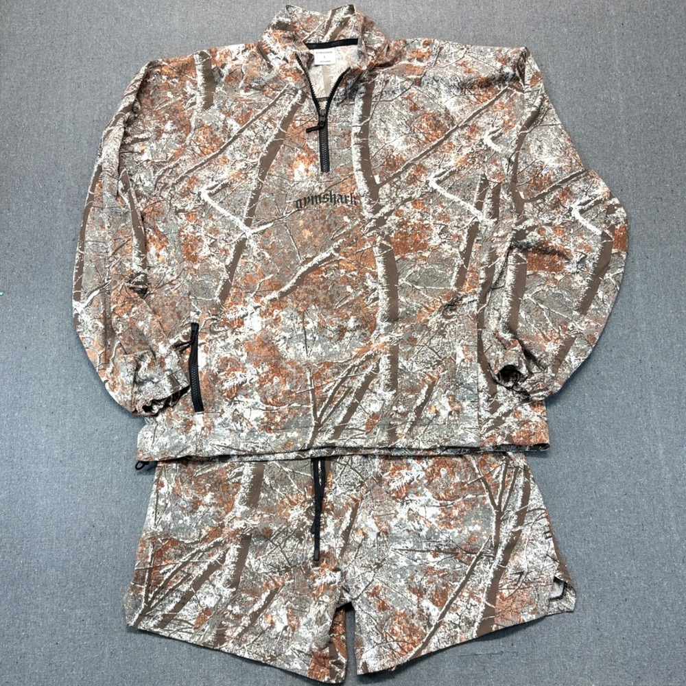 Gymshark Adapt Camo Gorpcore Set 1/4 Zip Pullover & Shorts Women's L Tactical